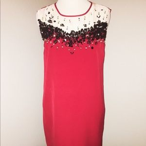 New red beaded dress